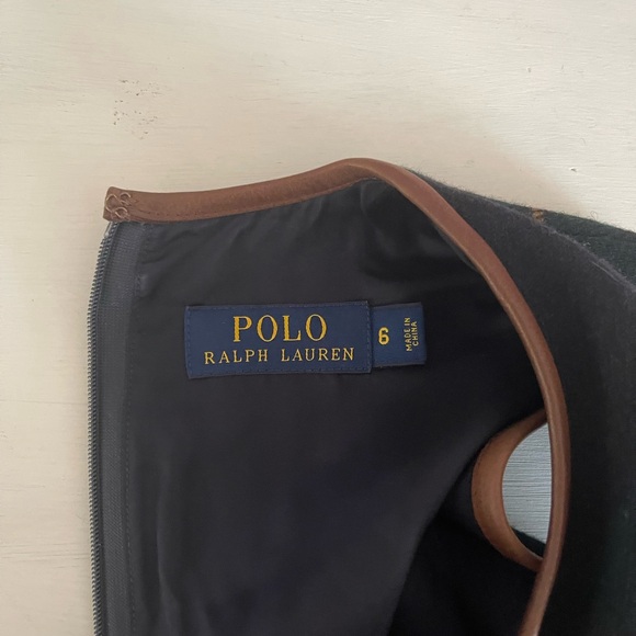 Ralph Lauren Navy and Green Plaid Jumper with Leather Accents - Picture 5 of 7